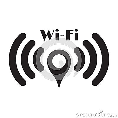 Vector Wi-Fi network icon with position pointer Vector Illustration