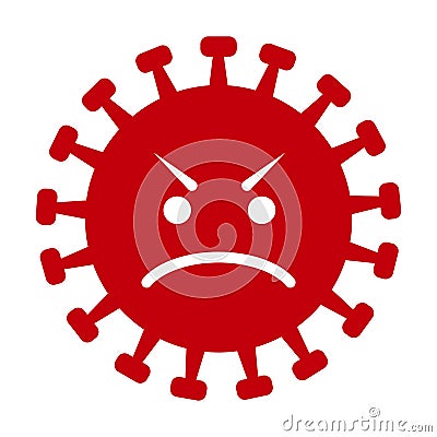 Angry corona virus red face. Vector Illustration