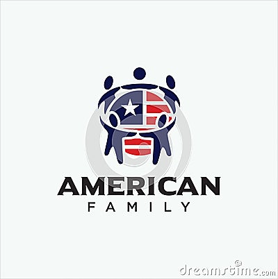 American Community Logo Design . USA Group Logo Design . American Family Logo Design Stock Photo