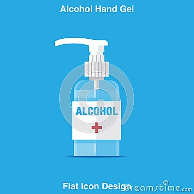 Hand Sanitizer Dispenser, infection control concept. Sanitizer to prevent colds, virus, Coronavirus, flu. Clean Blue background. A Vector Illustration