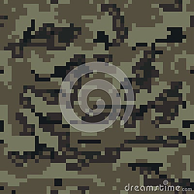 Digital camo background. Seamless camouflage pattern. Military texture. Green, brown black. forest color. Vector Vector Illustration
