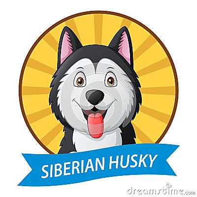 Logo siberian husky dog cartoon Vector Illustration