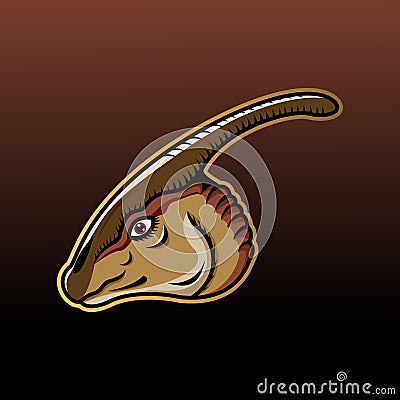 Parasaurolophus head mascot esport logo desain Vector Illustration