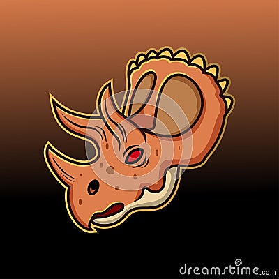 Triceratops head mascot logo desain Vector Illustration