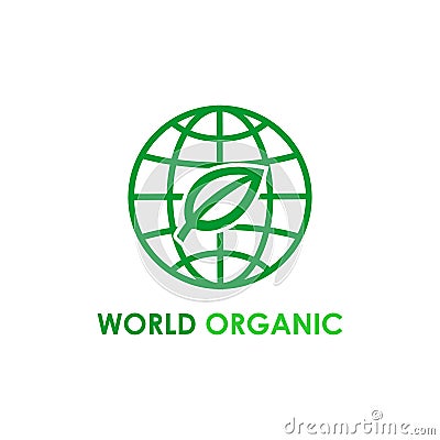World Organic Logo icon vecto Vector Illustration