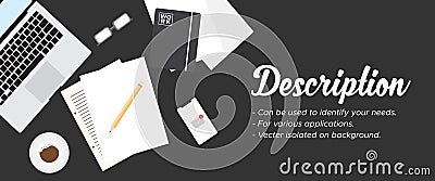 Banner office designs business concepts object isolated on background. Vector Illustration