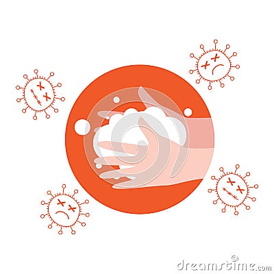 Illustration of hand washing to kill germs and viruses Vector Illustration