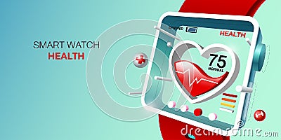 Smart watch for health tracker concept Vector Illustration