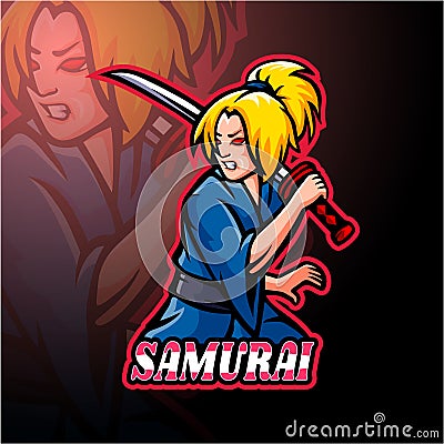 Samurai girl esport logo mascot design Vector Illustration