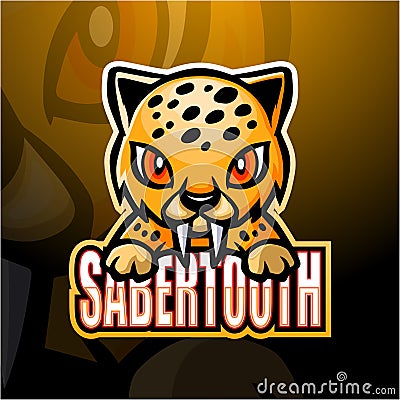 Sabertooth mascot esport logo design Vector Illustration