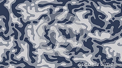 Military blue camouflage, war repeats texture, seamless vector background. Camo pattern for army fabric Vector Illustration