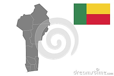 Benin map with flag. Vector Illustration