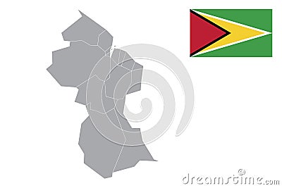 Guyana map with flag. Vector Illustration