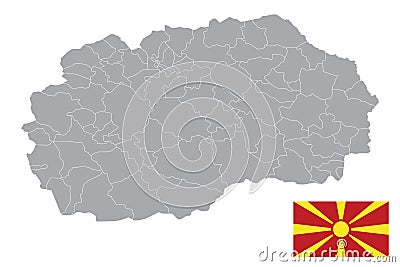 Macedonia map with flag. Vector Illustration