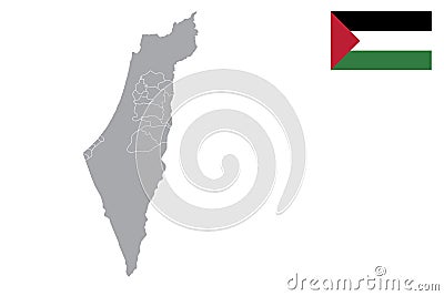 Palestine map with flag. Vector Illustration