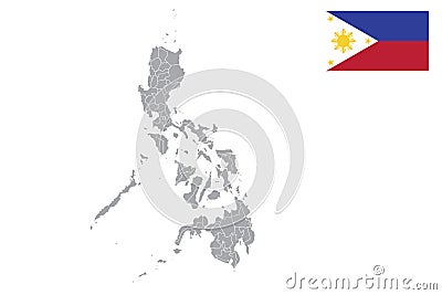 Philippines map with flag. Vector Illustration