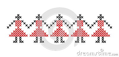 Romanian traditional folk dance -cross stich design Stock Photo