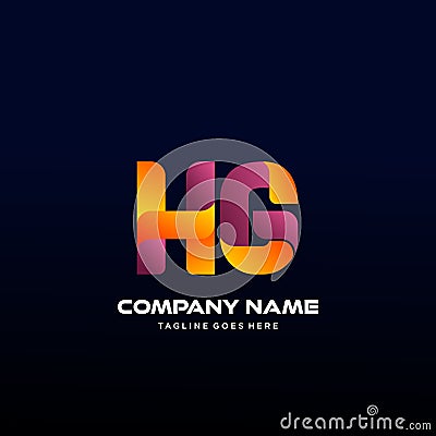 Letter HG initial Logo Vector With colorful Vector Illustration