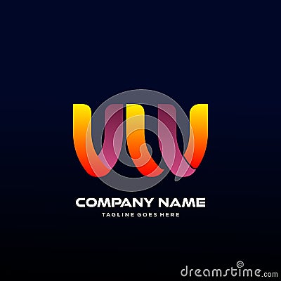Letter VW initial Logo Vector With colorful Vector Illustration