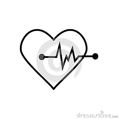 Heartbeat, breath, hearticon Vector Illustration