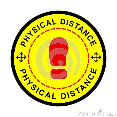 Simple Cutting Sticker, Vector Circle Warning, physical or social distance, Prevention from Covid-19 virus pandemic transmission Vector Illustration