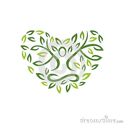 Human Spa Leaf Heart Natural Organic Logo Design Vector Vector Illustration