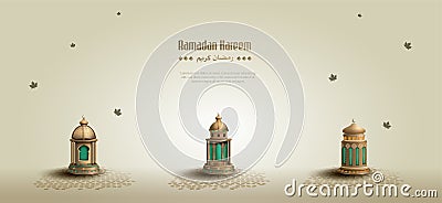 Islamic greetings ramadan kareem card design template background Vector Illustration