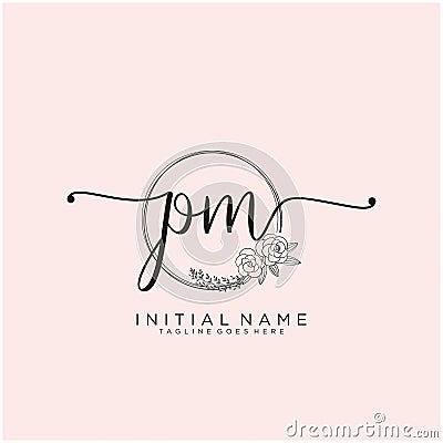 PM Letter Initial beauty monogram and elegant Vector Illustration