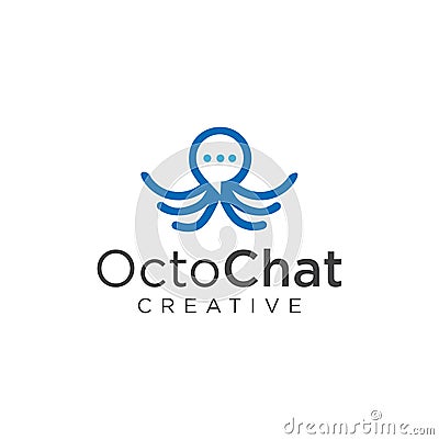 Octopus Chat Logo Template Design Stock Vector . Squid Chat Logo Design Template . kraken Chat Logo Design Design Illustration Stock Photo