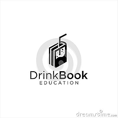 Drink Book Logo Design Education silhouette Template Vector Stock Illustration . Beer book logo Black icon design . BookShop Logo Stock Photo