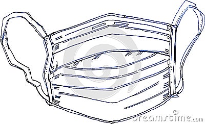 Hand drawn illustration of a disposable face mask Vector Illustration