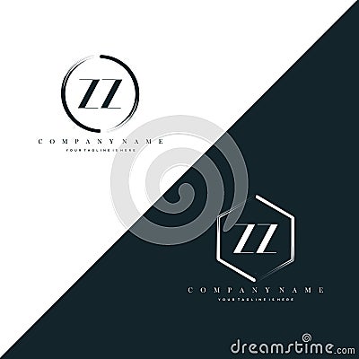 Initial Letter ZZ Circle Brush & Hexagon Brush Logo Template Vector Vector Illustration