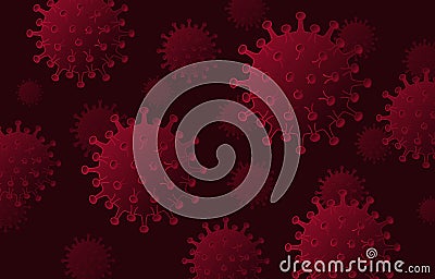 Covid-19 Corona Virus concept. Virus Wuhan from China. Red background. Vector Illustration