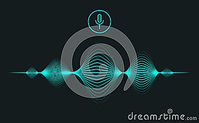 Voice recognition personal assistant sound waves background Vector Illustration