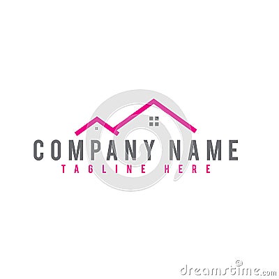 Creative Pink Rooftop Logo Design, Vector Stock Photo