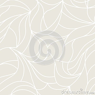 Vector organic pattern. Seamless texture of plants drawn lines. Stylish leaves light grey background. Vector Illustration