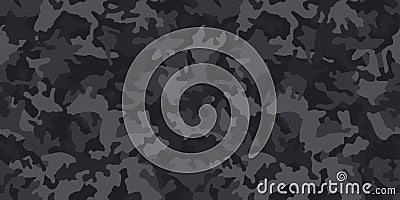 Black camouflage pattern , seamless vector background. camo, repeat print. Vector Illustration