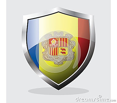 Andorra state flag shield icon Vector Illustration