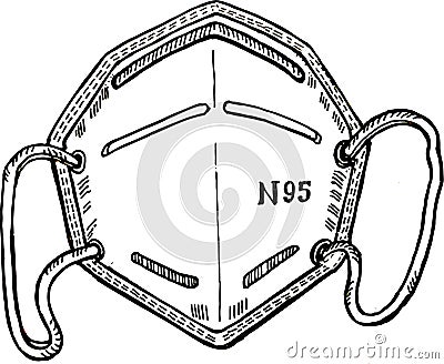 N95 disposable face mask for Coronavirus prevention Vector Illustration