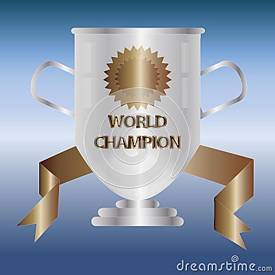 Silver World champion cup and Trophy Vector Illustration
