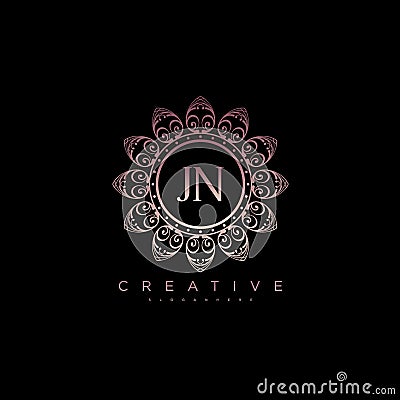 Letter JN Elegant initial logo Lotus vector Vector Illustration