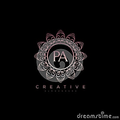 Letter PA Elegant initial logo Lotus vector Vector Illustration