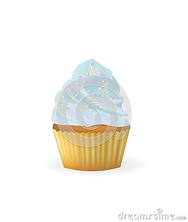 Blue vanilla cupcake Vector Illustration