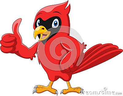 Cute cartoon beautiful cardinal bird thumb Vector Illustration