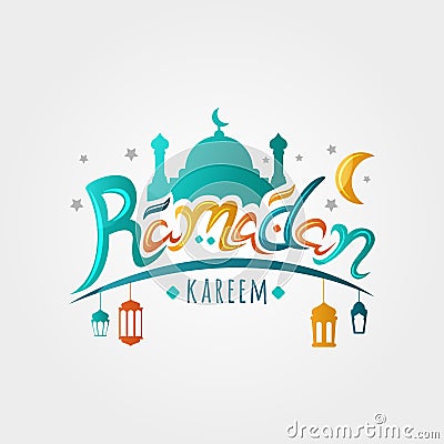 Vector illustration of handwritten ramadan kareem greeting card Vector Illustration