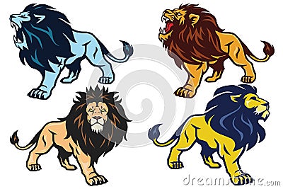 Lion Roaring Stand Stance Esport Mascot Vector Logo Pack Set Collection Vector Illustration