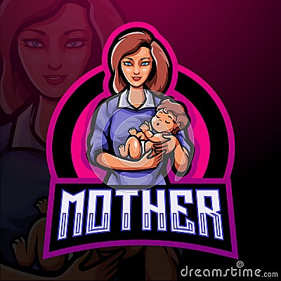 Mothers day esport mascot logo design Vector Illustration