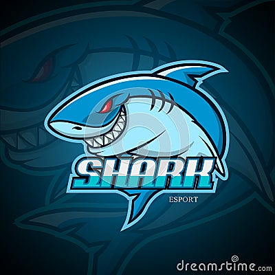 Shark esport mascot logo design Vector Illustration