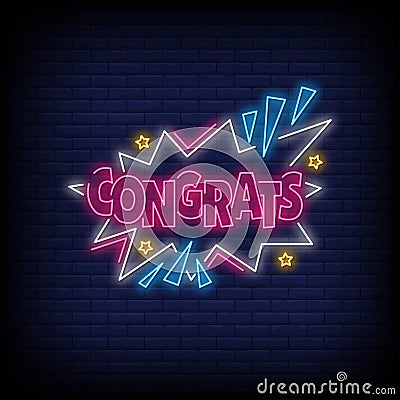 Congrats Neon Signs Style Text Vector Vector Illustration