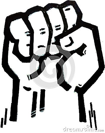A clenched powerful fist rising up, hand drawn illustration Vector Illustration